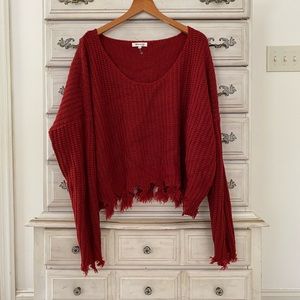 Vici Red Distressed Sweater